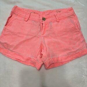 Lilly Pulitzer Calla Linen Shorts in Peachy Coral